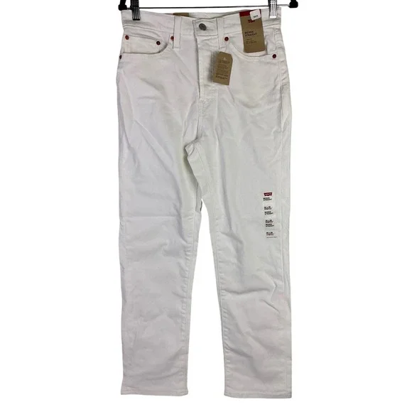 Levi's Wedgie Straight White Jeans Womens 30x28 High Rise Stretch Denim - Picture 2 of 15
